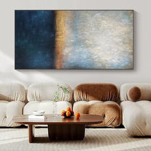 Load image into Gallery viewer, Blue &amp; Orange Abstract Horizon Painting, Perfect for Beach House Living Room &amp; Sunset - Themed Bar LargeART1441
