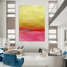Load image into Gallery viewer, Gold - Pink Color - Block Abstract Painting, Ideal for Modern Living Room &amp; Chic Dining Area LargeART2023
