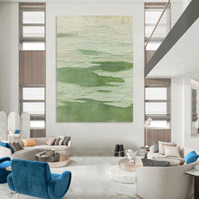 Load image into Gallery viewer, “Textured Green Fields” - Green, White Abstract Art on Canvas DKH1217
