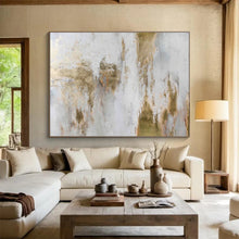 Load image into Gallery viewer, Ethereal Gold &amp; White Textures Abstract Painting DKH521
