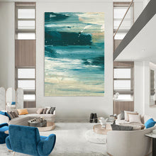 Load image into Gallery viewer, “Ocean Ripple” - Blues, whites, soft brushstrokes, calm sea DTP177
