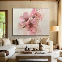 Load image into Gallery viewer, Hand - painted Large - Scale Soft Pink Floral Bouquet Acrylic Art for Romantic Bedroom Decor LargeART1754
