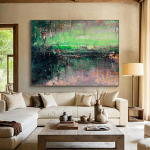Load image into Gallery viewer, Green - Toned Abstract Landscape Painting On Canvas DKH395
