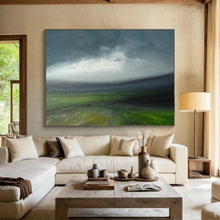 Load image into Gallery viewer, Stormy Sky Over Green Fields Abstract acrylic painting DLZ029
