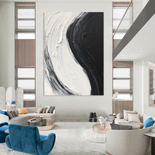 Load image into Gallery viewer, “Black &amp; White Swirl” – Thick, curved black and white impasto strokes DTP376
