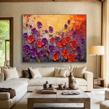 Load image into Gallery viewer, Hand - painted Large - scale Textured Poppies Field Acrylic Art for Vibrant Living Rooms LargeART1765
