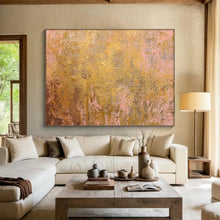 Load image into Gallery viewer, Gold - Pink Textured Abstract Painting - Perfect for Luxury Lounge &amp; Modern Gallery DKH022
