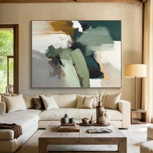 Load image into Gallery viewer, Custom Large Green - Toned Abstract Layers - Ideal for Nature - Inspired Café &amp; Eco - Friendly Office LargeART0737

