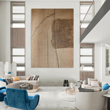 Load image into Gallery viewer, “Cracked Brown Abstract” - Textured Minimalist Art on Canvas DKH1661
