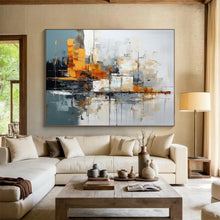 Load image into Gallery viewer, Urban Abstraction Grey, Orange &amp; Dynamic Textures on Canvas DLZ002
