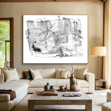 Load image into Gallery viewer, Hand - painted Massive Black and White Abstract Strokes Acrylic Art for Modern Home Offices LargeART1788
