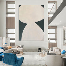 Load image into Gallery viewer, “White Hourglass” - Monochromatic Abstract Shape Art, Abstract Painting on Canvas DKH1081
