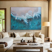 Load image into Gallery viewer, Textured Turquoise Sea and Sand Abstract acrylic painting DLZ040
