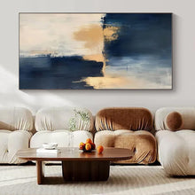 Load image into Gallery viewer, Navy &amp; Gold Abstract Canvas Painting, Perfect for Luxury Penthouse Dining Room &amp; Sophisticated Library LargeART1309
