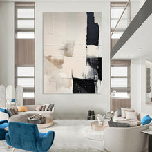 Load image into Gallery viewer, “Monochrome Blocks” – Beige, Black &amp; White Textured Abstract Acrylic DTP056
