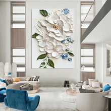 Load image into Gallery viewer, “Elegant White Floral Impasto” - 3D Flower Art on Canvas DKH1388
