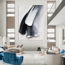 Load image into Gallery viewer, “Black and White Impasto Strokes” - Textured Minimalist Art on Canvas DKH1676
