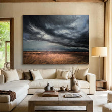 Load image into Gallery viewer, Stormy Field Landscape Painting on Canvas - “Powerful Skies” DKH779
