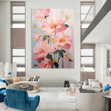 Load image into Gallery viewer, Pink &amp; Green Floral Abstract Painting, Ideal for Feminine Bedroom &amp; Charming Living Room LargeART2123
