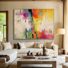 Load image into Gallery viewer, Oversized Hand - painted Vibrant Abstract Landscape Acrylic Art for Bohemian - Style Sunrooms LargeART0235
