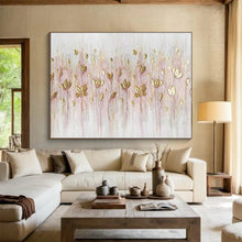 Load image into Gallery viewer, Golden Flowers “Delicate Blooms” Painting on Canvas, Elegant Floral Art DKH875
