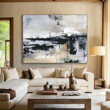 Load image into Gallery viewer, Oversized Gray - Black Abstract Art for Minimalist Study &amp; Modern Living Room LargeART0501
