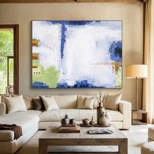 Load image into Gallery viewer, Abstract Painting on Canvas: Blue - Hued Urban Abstract with Textural Elements DKH573
