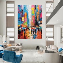 Load image into Gallery viewer, Vibrant Colorful City Street Abstract Painting, Suited for Urban - Themed Café &amp; City - Lover’s Living Room LargeART1911
