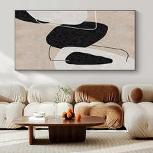 Load image into Gallery viewer, Minimalist Black - White Shapes Abstract Canvas Painting, Ideal for Modern Gallery &amp; Sleek Home Office LargeART1152
