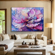 Load image into Gallery viewer, Colorful Textured Peony Abstract Painting on Canvas - “Vibrant Bloom” DKH681

