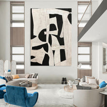 Load image into Gallery viewer, “Patchwork Monochrome Art” - Black, White Abstract Collage on Canvas DKH1137

