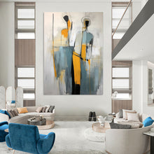 Load image into Gallery viewer, Grey and Yellow Abstract Figures Painting, Perfect for Contemporary Living Room &amp; Art - Centric Workplace LargeART1880

