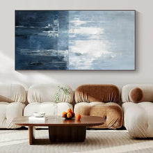 Load image into Gallery viewer, Blue - Gray Abstract Drip Abstract Canvas Painting, Ideal for Coastal Home Office &amp; Serene Bedroom LargeART1138
