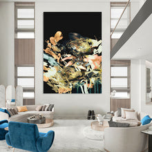 Load image into Gallery viewer, “Midnight Blooms” - Black background, colorful, expressive floral brushstrokes DTP171

