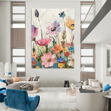 Load image into Gallery viewer, “Textured Floral Garden” – Multicolored Flower Oil Painting with Thick Impasto DTP081
