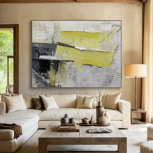 Load image into Gallery viewer, Bold Yellow &amp; Gray Abstract Painting on Canvas - “Urban Spark” DKH595
