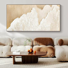 Load image into Gallery viewer, White Waves on Beige Abstract Canvas Painting, Suited for Coastal - Themed Nursery &amp; Relaxing Spa LargeART1101
