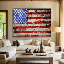 Load image into Gallery viewer, Hand - painted Textured American Flag Acrylic Art for Patriotic Home Decor LargeART1735
