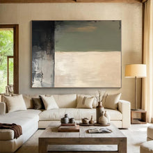 Load image into Gallery viewer, Custom Large Subtle Green - Beige Divide Art - Perfect for Minimalist Bedroom &amp; Serene Spa Retreat LargeART0785
