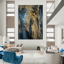 Load image into Gallery viewer, Expressionist Abstract Art, Dark - Toned Gold - Streaked Painting for Dramatic Living Room &amp; Edgy Studio LargeART2246
