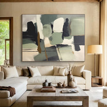 Load image into Gallery viewer, Large Green - Gray Shape Fusion - Perfect for Sustainable Home &amp; Eco - Conscious Workplace LargeART0748
