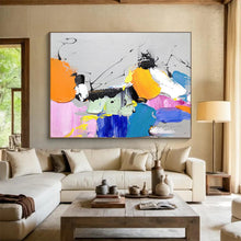 Load image into Gallery viewer, “Colorful Abstract Shapes on Grey” - Expressionistic Abstract Acrylic, Ideal for Creative Office and Art Gallery DLZ267
