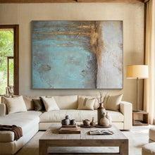 Load image into Gallery viewer, Rust and Teal Textured Wall Acrylic Art - Suited for Industrial - chic Loft &amp; Retro - style Bar LargeART0629
