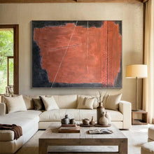 Load image into Gallery viewer, Oversized Red - Black Geometric Abstract Art for Industrial Loft &amp; Contemporary Hallway LargeART0457
