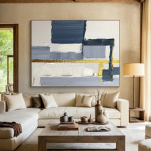 Load image into Gallery viewer, Large - Scale Blue - Gray - Gold Abstract Art for Modern Office &amp; Stylish Living Room LargeART0514
