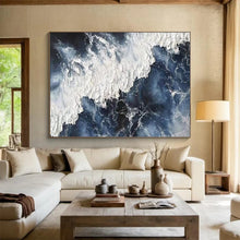 Load image into Gallery viewer, “Dynamic Ocean Waves” - Impasto - Style Abstract Acrylic, Suits Coastal Living Room and Fitness Studio DLZ250
