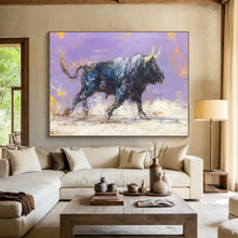 Load image into Gallery viewer, Hand - painted Expressive Bull Painting Acrylic Art for Bold Home Offices LargeART1741

