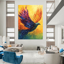 Load image into Gallery viewer, “Colorful Flying Phoenix” - Expressive Bird Art on Canvas DKH1656
