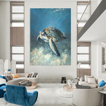 Load image into Gallery viewer, “Realistic Sea Turtle” - Detailed Marine Art on Canvas DKH1443
