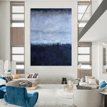 Load image into Gallery viewer, “Blue and Purple Abstract Landscape” - Atmospheric Abstract Art on Canvas DKH1563
